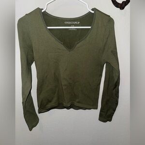 One Step Up Olive Long Sleeve Tee